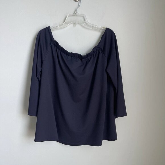 Tuckernuck Navy Blue Square Neck 3/4 Sleeve Top Women's - Picture 3 of 7